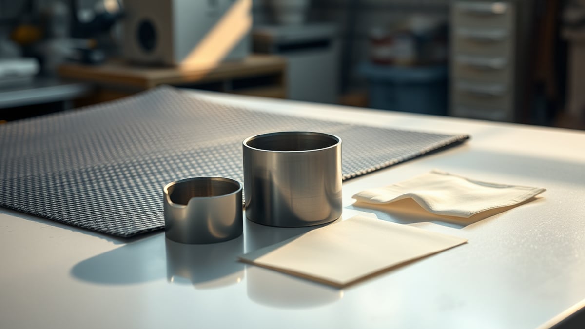 Prosthetic socket components and carbon-fibre material arranged on a fabrication workbench
